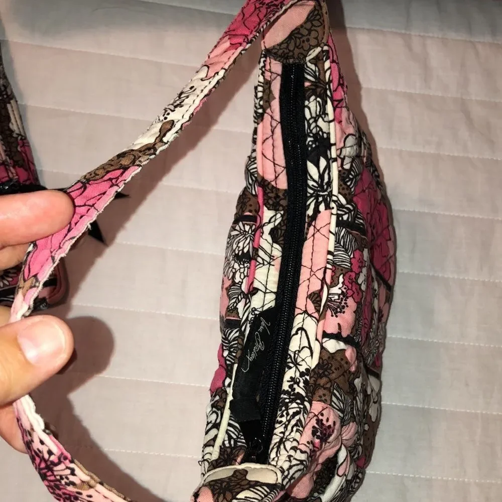 VB Mocha Rouge Mini Hobo Quilted Bag and Wallet Set Brown White Fuchsia Pink